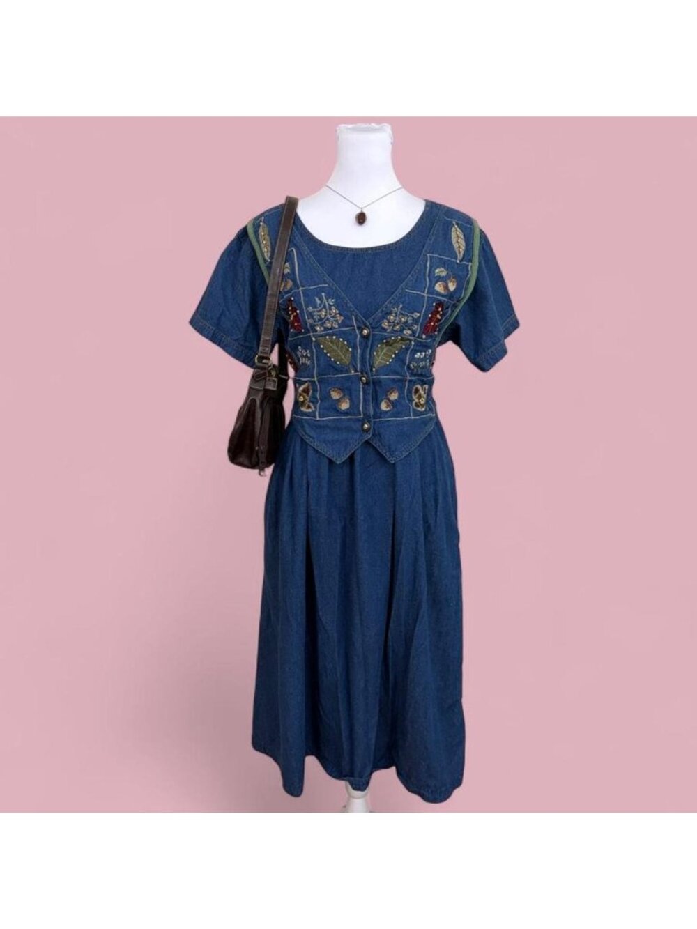 90s denim autumnal cottagecore dress